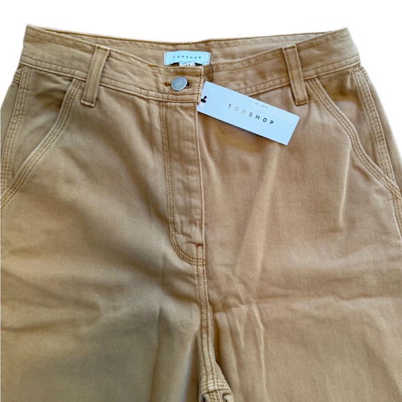 Top Shop co-ord straight leg casual trouser cargo in washed camel size US 6 NWT - Picture 2 of 11